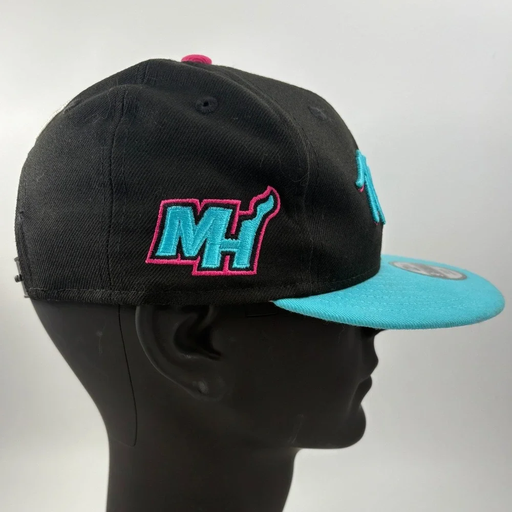 New Era 9FIFTY Miami Heat Vice City Youth Snapback Hat Black Teal Pink NBA Cap